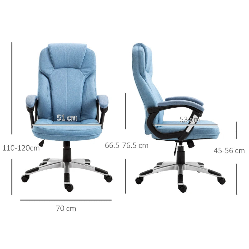 Blue Linen Office Chair – Adjustable Height & Swivel