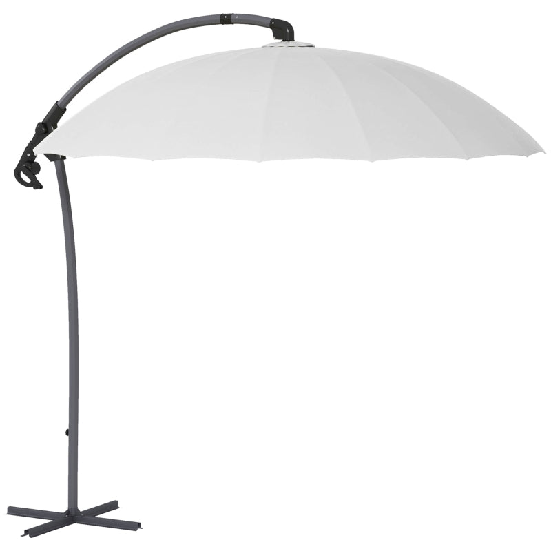 Stylish grey cantilever parasol with cross base for reliable sun protection – 2.7m