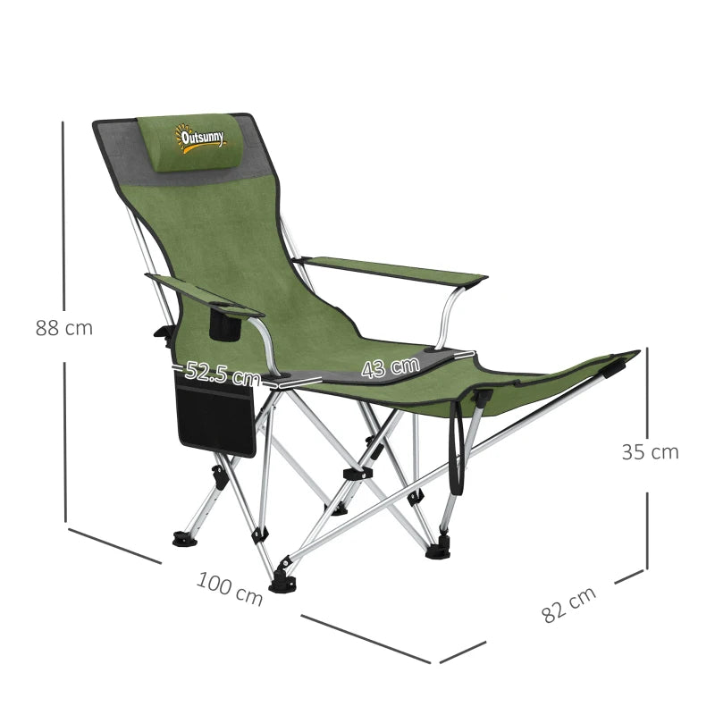 Portable Folding Camp Chairs with Detachable Footrest & Cup Holder
