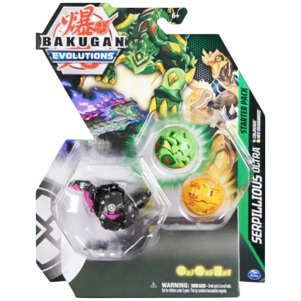 Bakugan Evolutions Starter Pack Serpillious Ultra 2 Bakugan 6 Bakucores Character Cards Toy