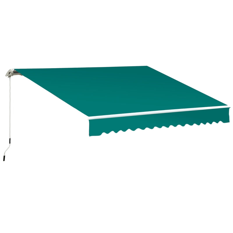 Manual Retractable Awning with Crank – Durable Green Outdoor Sun Shade 3.5x2.5m