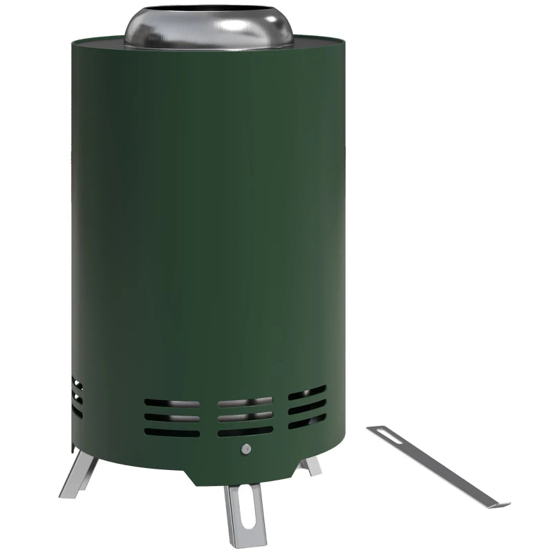 Portable Smokeless Stainless Steel Wood Burning Fire Pit with Poker, 16x16cm, Green