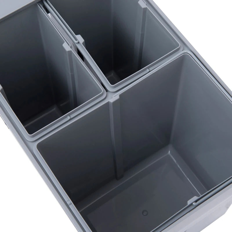 Grey Pull-Out Waste Bin Cabinet, 40L Recycling Bin (1x20L+2x10L)