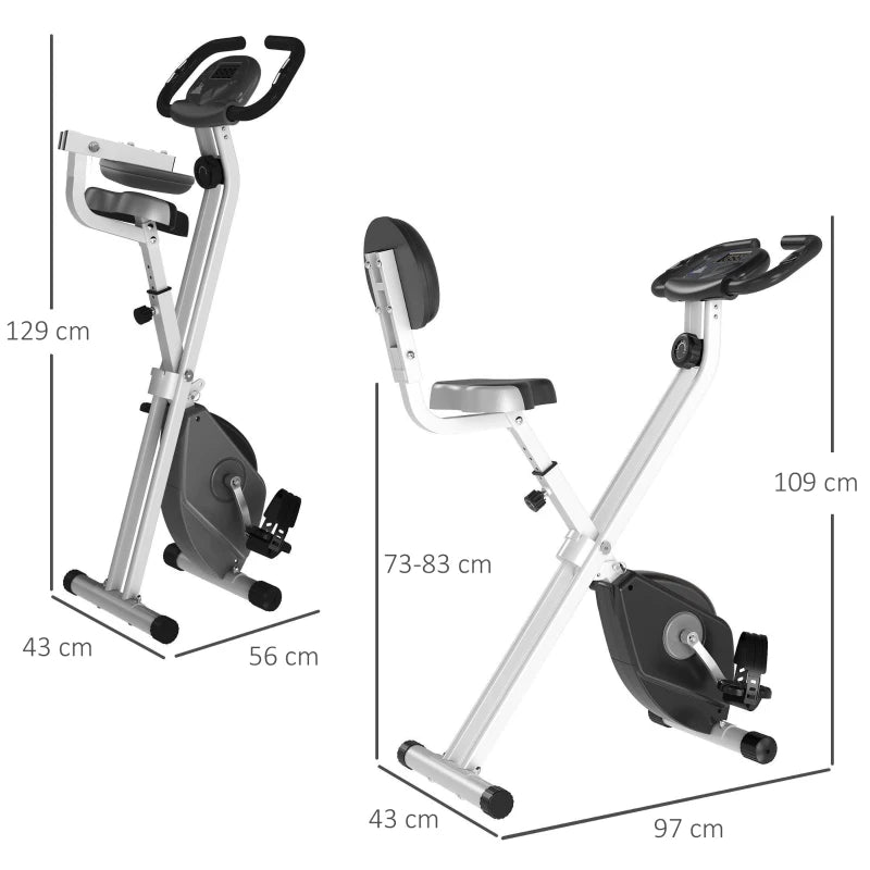 Grey Folding Stationary Bike – 8-Level Resistance & Pulse Sensor