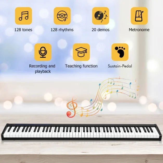 Portable 88-Key Electronic Piano, Suitable for Children Ages 3+, Digital Keyboard