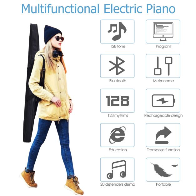 Portable Electronic Keyboard with Full-Size Weighted Keys, Digital Piano for All Ages