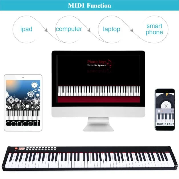 Portable Electronic Keyboard with Full-Size Weighted Keys, Digital Piano for All Ages