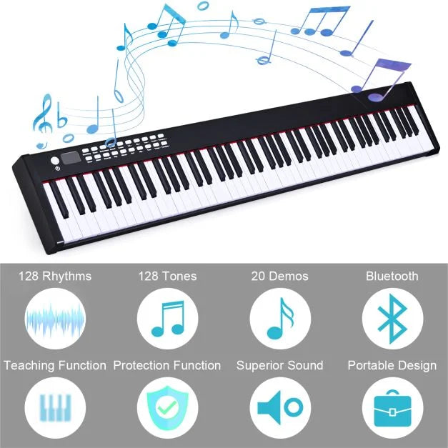 Portable Electronic Keyboard with Full-Size Weighted Keys, Digital Piano for All Ages