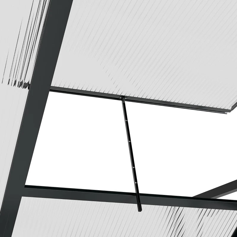Large 6x4ft Garden Greenhouse with Clear Polycarbonate Panels, Sliding Door & Base Frame Grey