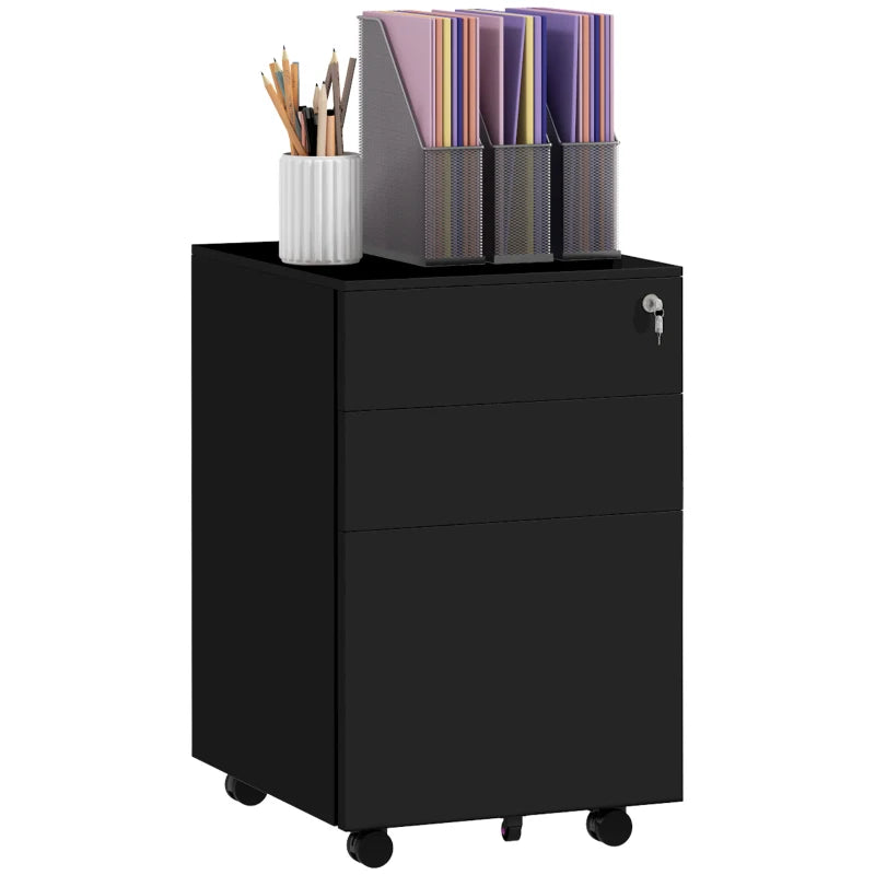 Lockable 3-Drawer Filing Cabinet for A4, Legal, Letter