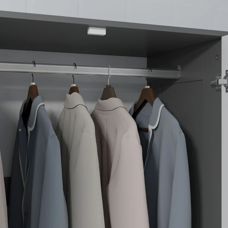 2 Door Bedroom Wardrobe with Hanging Rod & 3 Drawers, Modern Grey