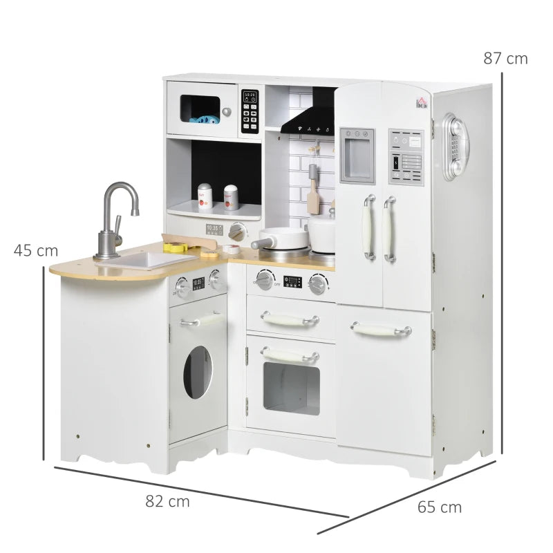 Large White Kids Kitchen Playset – Realistic Pretend Role Play Toy for Children