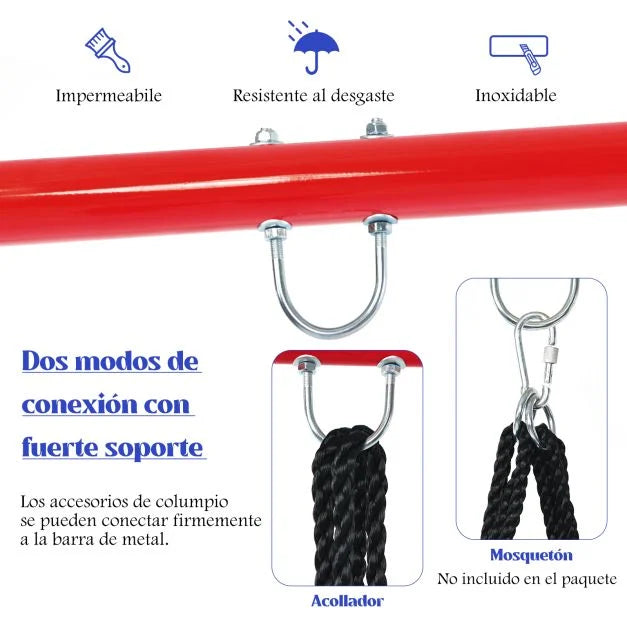 Sturdy Metal Swing Frame Set with Carabiners and Ground Stakes