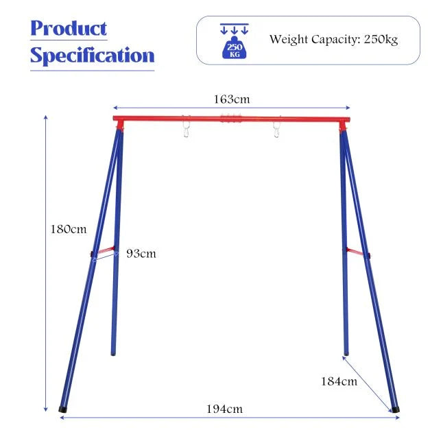 Sturdy Metal Swing Frame Set with Carabiners and Ground Stakes