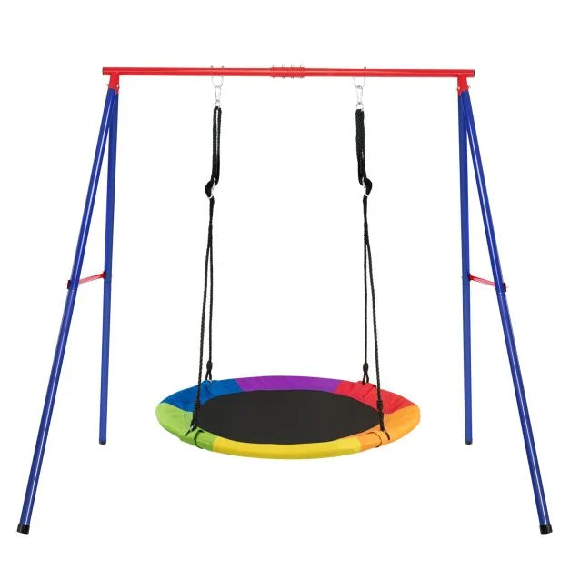 Sturdy Metal Swing Frame Set with Carabiners and Ground Stakes