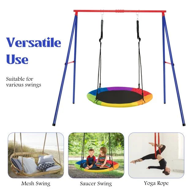 Sturdy Metal Swing Frame Set with Carabiners and Ground Stakes