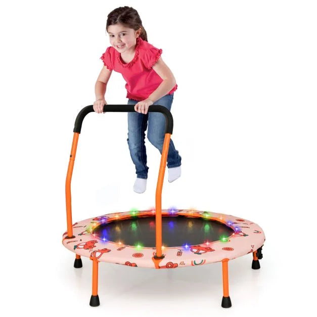 LED Light Mini Trampoline for Kids with Safety Handle