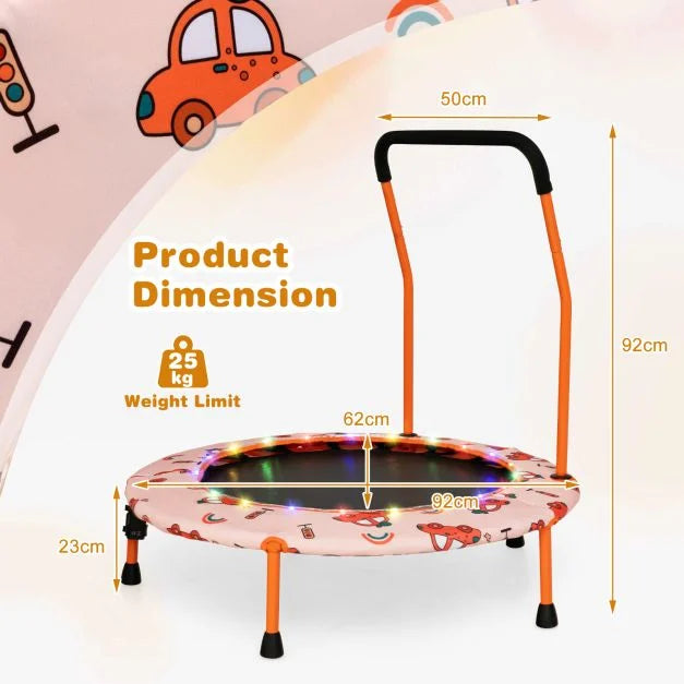 LED Light Mini Trampoline for Kids with Safety Handle
