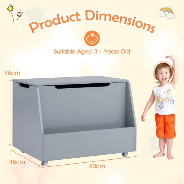 Kids Rolling Toy Storage Organizer with Bookshelf for Playroom & Bedroom