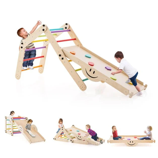 Foldable Montessori Climbing Set with Fun Seesaw for Toddlers