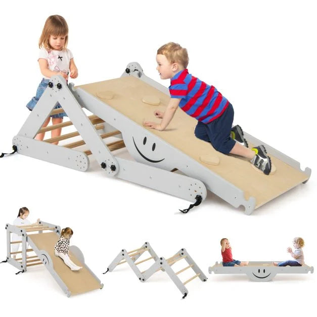 Foldable Montessori Climbing Set with Fun Seesaw for Toddlers