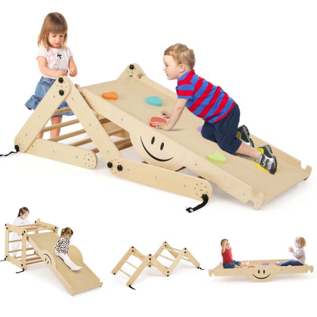 Foldable Montessori Climbing Set with Fun Seesaw for Toddlers