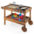 Portable Mud Kitchen Playset with 2 Rolling Wheels and Push Handle