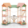 Wooden Multi-Layer Dollhouse Playset with 7 Rooms for Kids’ Fun