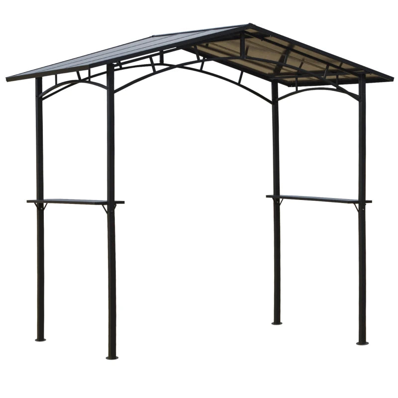 Protective Outdoor BBQ Gazebo with Hardtop Roof and Shelves – Aluminum Frame, 8x5ft