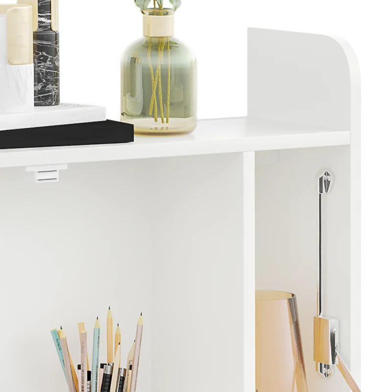 Floating Wall Mounted Laptop Desk, Space-Saving with Storage, White