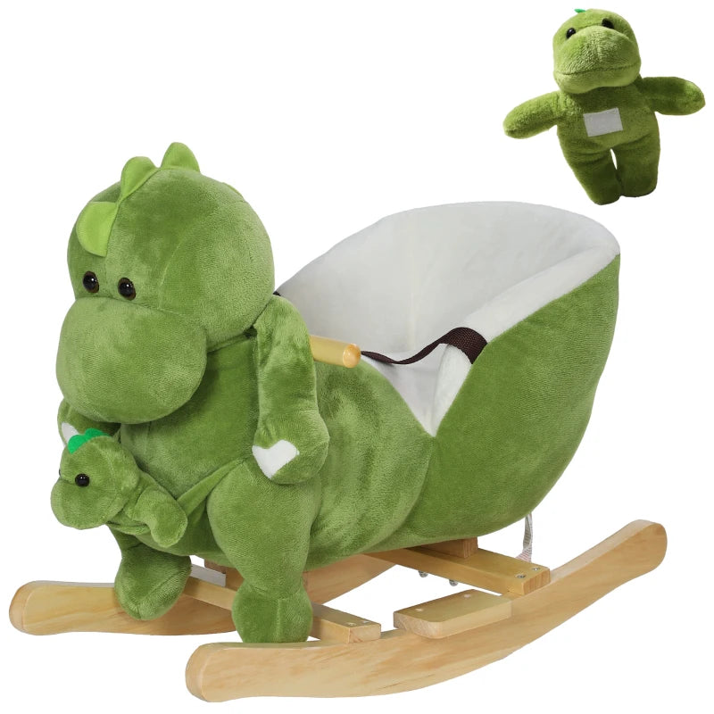 Kids Dinosaur Rocking Horse with Safety Belt and 32 Songs for Fun and Safety