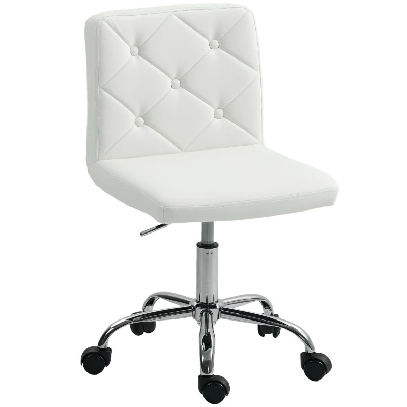 White Armless Office Chair for Home Study & Bedroom