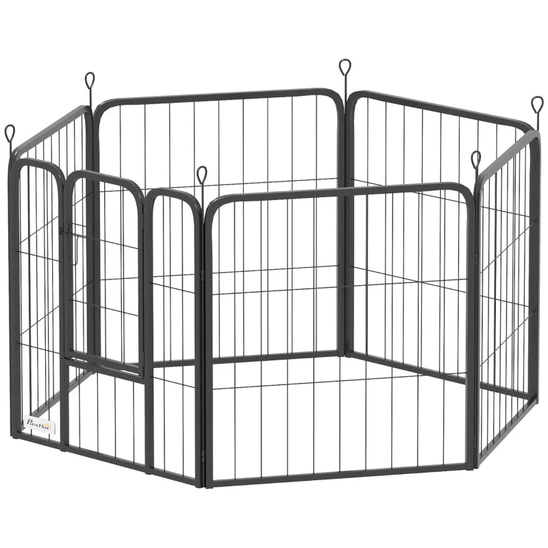 Black 6-Panel Dog Playpen with Door – Small Dogs