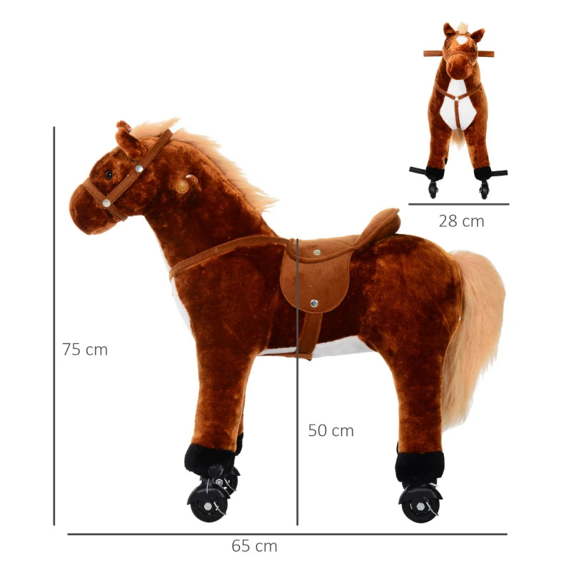 Walking Plush Horse Ride-On Toy with Realistic Sounds for Boys & Girls 2+ Years