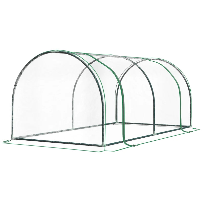 Tunnel Greenhouse for Outdoor Gardening Steel Frame, Transparent PVC Cover, 200x100x80cm