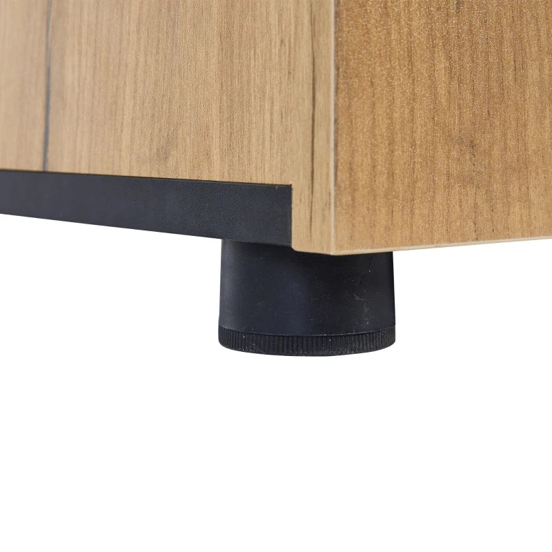 Stylish Modern Sideboard with LED Lighting, Drawers & Glass Shelves, 140cm