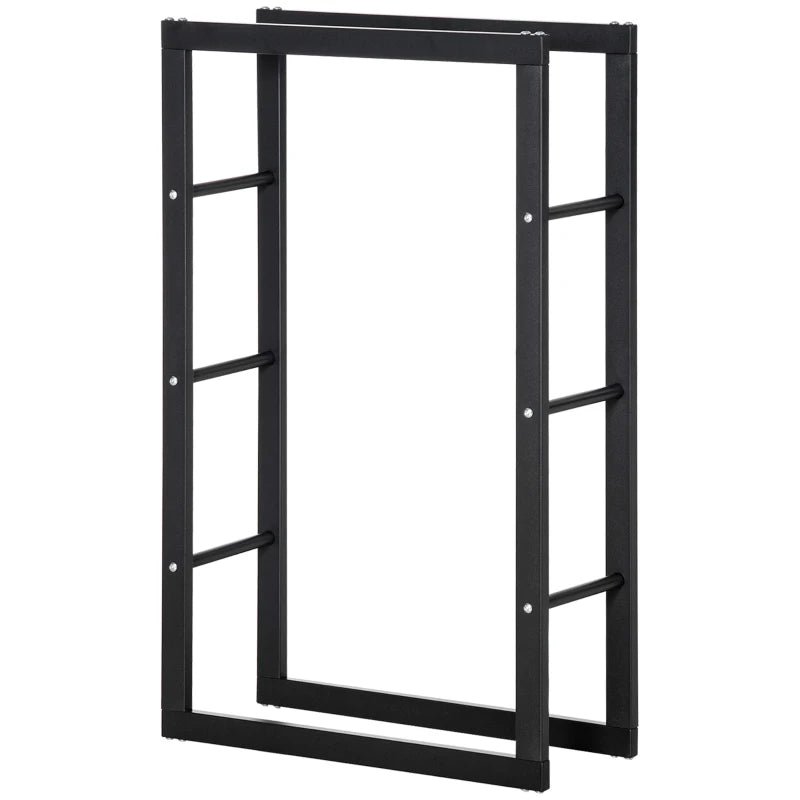 Metal Firewood Rack with Side Rails, Rust-Resistant, Ideal for Fireplace Storage