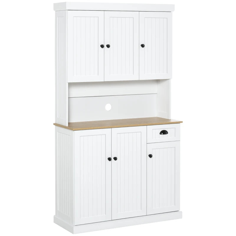 180cm Freestanding Cabinet – White Kitchen Storage with 6 Doors & Top