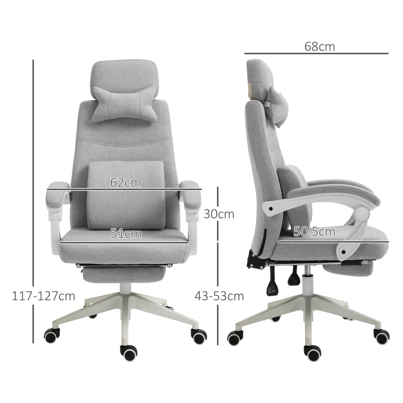 High Back Desk Chair with Neck & Lumbar Support, Grey