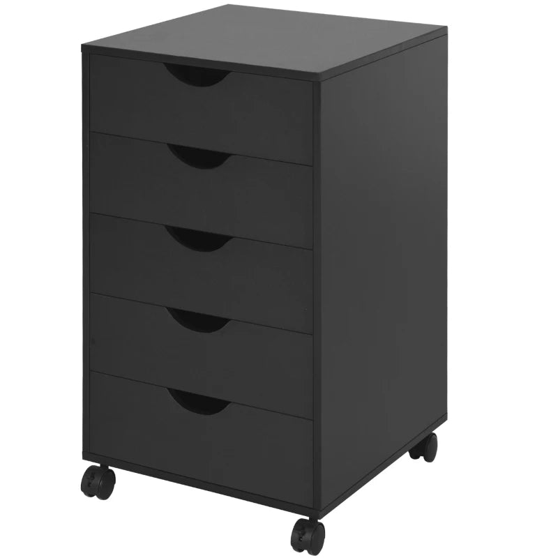Vertical File Cabinet with 5 Drawers – Black Mobile Organizer