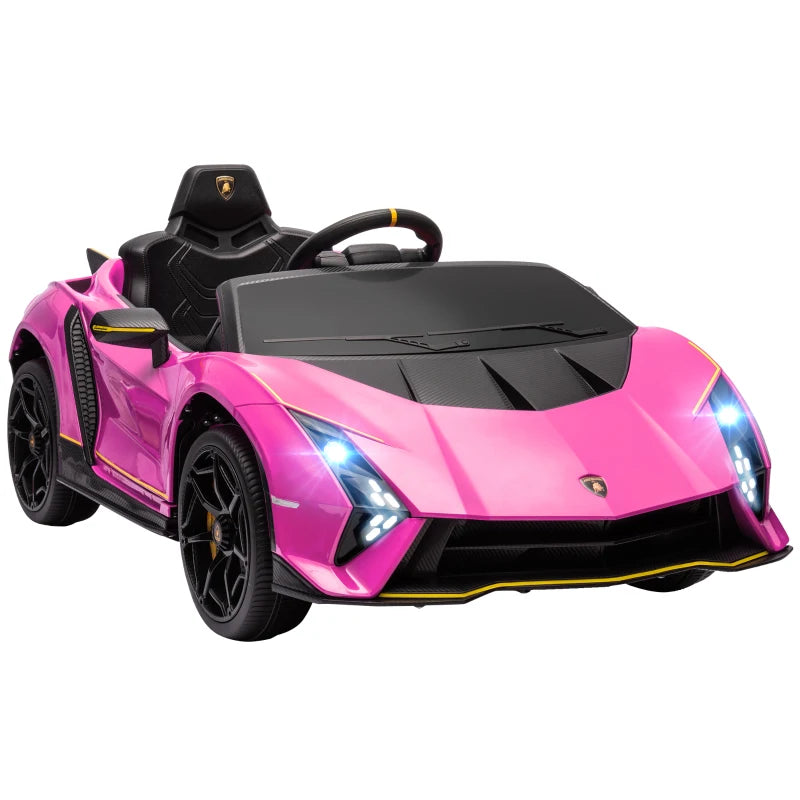 Pink 12V Kids Electric Lamborghini Car with Remote & Soft Start, Suspension Wheels
