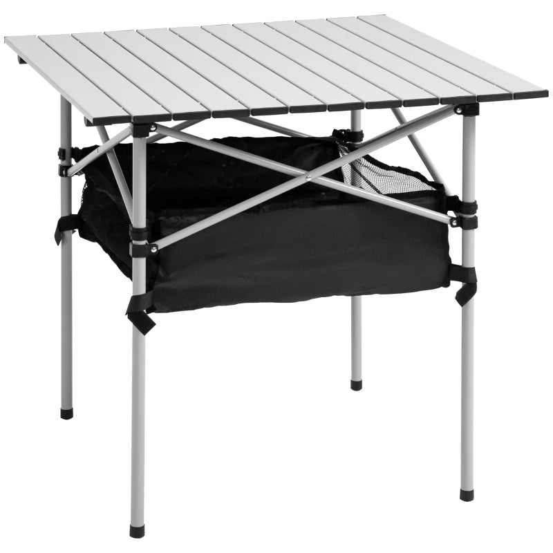 Silver Black Portable Hiking Table – Steel Frame