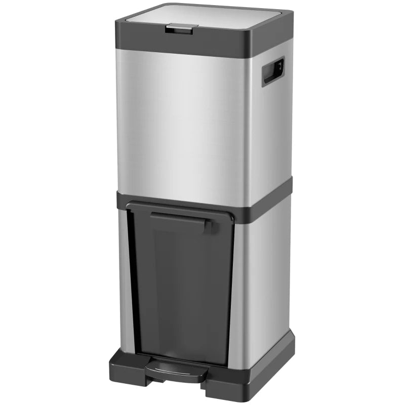 34L Dual Compartment Bin, Kitchen Waste Separator with Soft-Close Lid