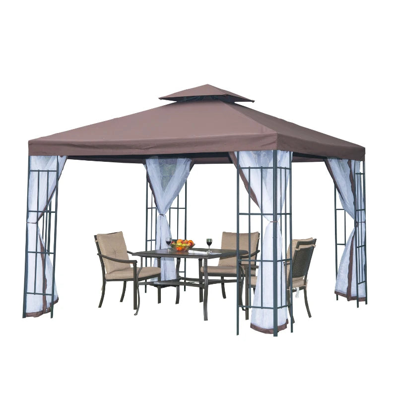 Stylish Garden Pavilion Tent Shelter with Mosquito Net and Steel Frame 3x3m