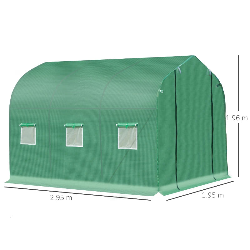 Walk-In Polytunnel Greenhouse with Door & Windows for Garden and Backyard 3x2M