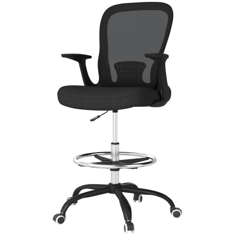 Mesh Drafting Chair – Adjustable Foot Ring & Flip Armrests