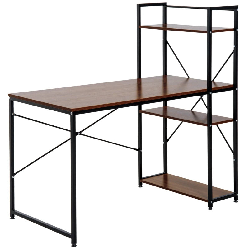 Industrial Writing Desk – Reversible Storage Shelves, Home Office Desk in Walnut & Black