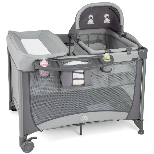 5-in-1 Portable Baby Nursery Center with Bassinet, Cradle, and Play Features