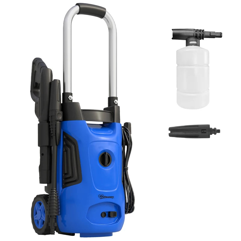 Powerful 1800W Pressure Washer with Adjustable Nozzle for Efficient Cleaning – Blue, 150-Bar