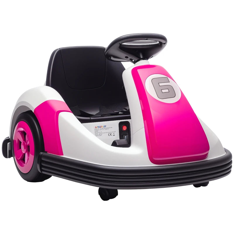Pink 6V Electric Bumper Car for Kids 3-8 with 360° Spin, Music & Horn Features